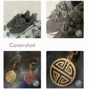 Tory Burch🌸gray/white sneakers leather 8 & 925 earrings